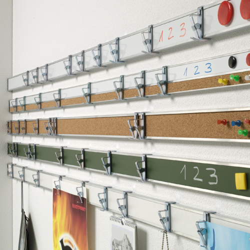 Bilderklemmleiste Stahl grün Bilderleiste 100 cm mit 3 Papierklemmen pro Meter, Oberfläche in Stahl grün, magnethaftend