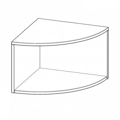 Außenecke Aufsatzregal, 1 Ordnerhöhe - Serie evo180 B/H/T: 40x36x40 cm, Viertelkreis, Erweiterung rechts