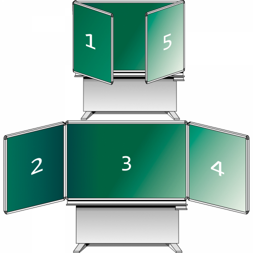Freistehende Klapptafel aus Stahl, Serie KLST, grün MF: 100x100 cm FF: 50x100 cm, feststehend