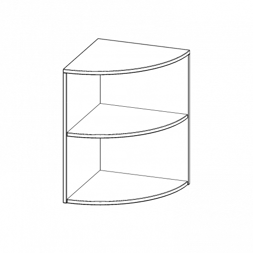 Außenecke Aufsatzregal, 2 Ordnerhöhen - Serie evo180 B/H/T: 40x72x40 cm, Viertelkreis, Erweiterung rechts