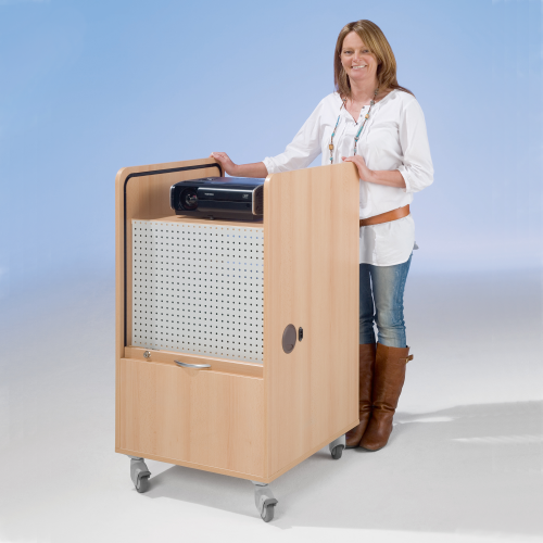 Mediacenter "Royal" mit Rollo, fahrbar B/H/T: 55x115x66 cm