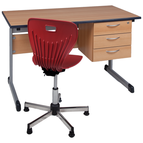 Lehrertisch mit PU Kante, Unterbau mit 3 Schüben B/H: 130x65 cm