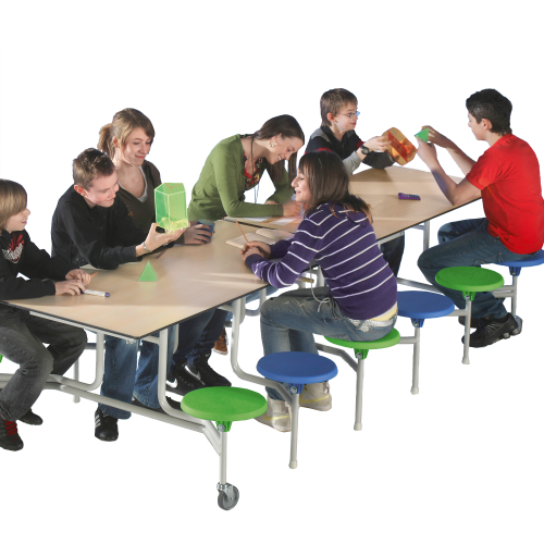 Spaceflex 2.0 Klapptisch mit integrierten Stühlen, Vollkernplatte "PowerSurf", rechteckig Maße wählbar, 12 oder 16 Sitzer