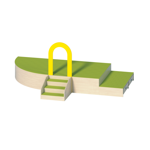 Podestanlage 5, 4teilig, mit Bogendurchgang und Linoleum-Deckplatten B/H/T: 370x24/46/142x222 cm, in 2 verschiedenen Höhen, mit 2 Rollkästen