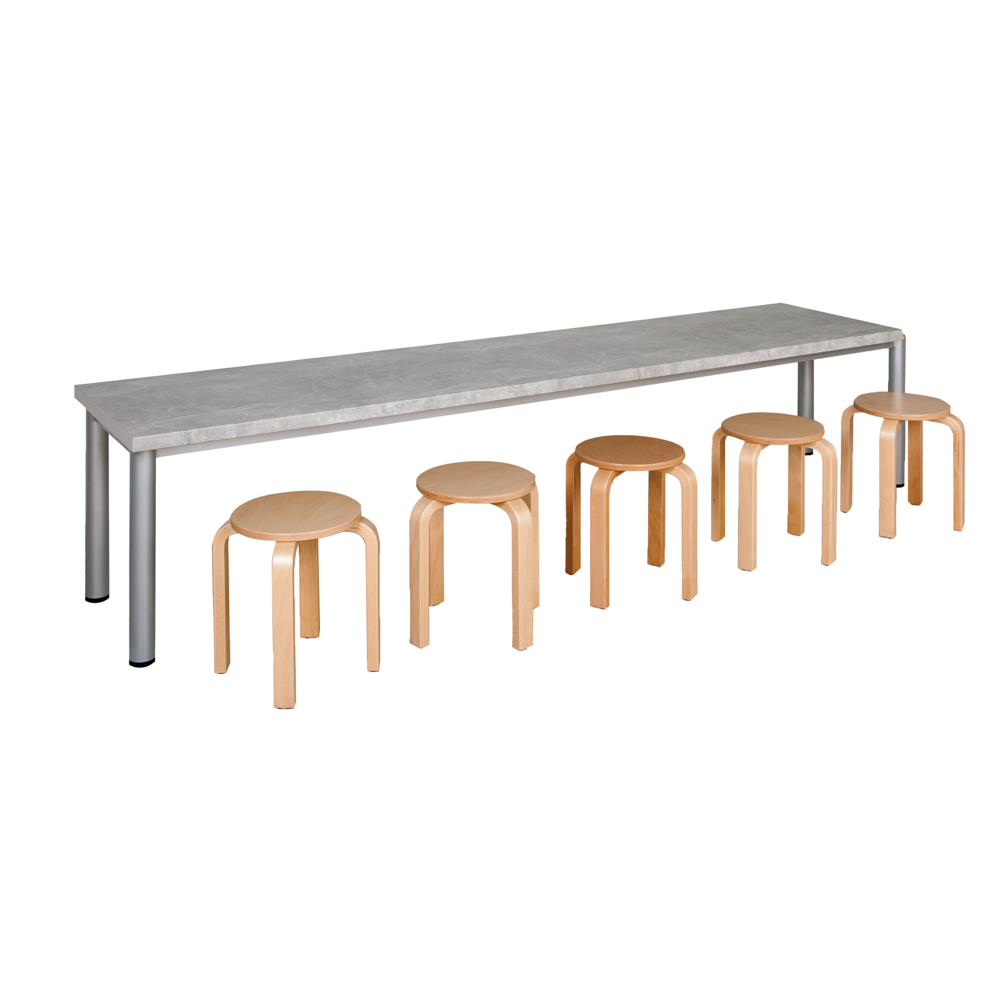 Bastelarbeitsplatz mit höhenverstellbarem Stahlgestell ohne Unterbauten, Arbeitsplattendekor: light Atelier in 60 cm Tiefe, 2 Breiten bzw. Arbeitsplatzvarianten, Stahlgestell in RAL 9006 (weißaluminium)