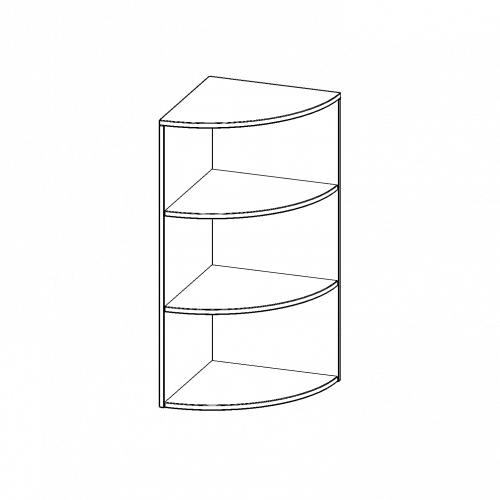 Außenecke Aufsatzregal, 3 Ordnerhöhen - Serie evo180 B/H/T: 40x108x40 cm, Viertelkreis, Erweiterung rechts