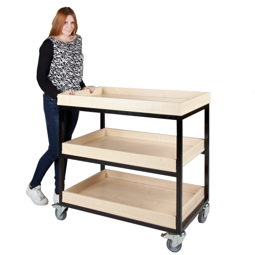 Vorbereitungswagen mit 3 Ablageböden, fahrbar B/H/T: 100x96x60 cm, mit Aufkantung