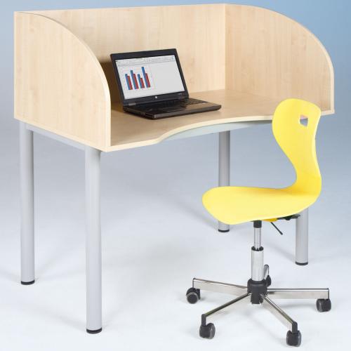 Arbeitstisch mit Sichtblende und Körperausschnitt B/H/T: 120x53x80 cm, mit Kabelkanal