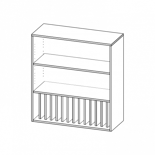 Aufsatzregal für Klassenbücher, 3 Ordnerhöhen - Serie evo180 B/H/T: 100x108x40 cm, 1 Reihe für 14 Klassenbücher