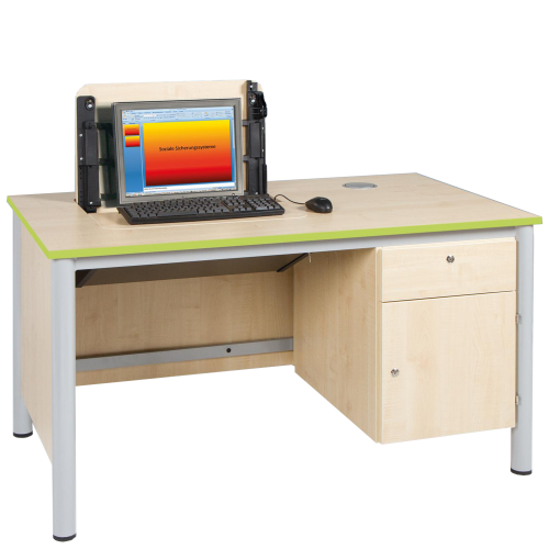 Lehrer Computertisch, abschließbar Höhen, Farben und Seiten des Unterschranks sind wählbar