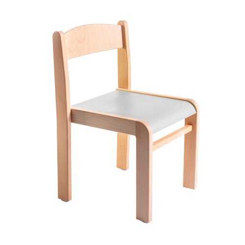 Stapelstuhl LIMBI mit Linoleum Holzstuhl, Sitz Linoleum beschichtet, Sitzhöhe 21 cm