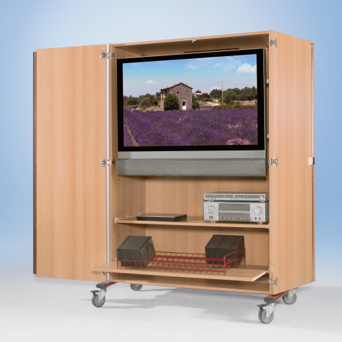 Zweitüriger TV-Wagen mit Rollauszug & Videoauszug B/H/T: 132x184x75 cm
