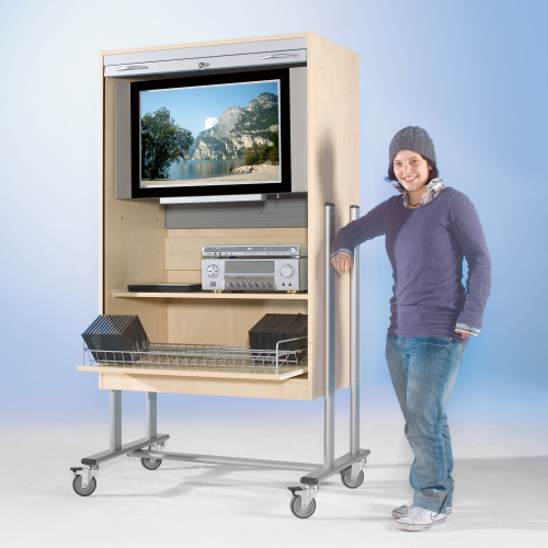 TV-Wagen mit Rollo, 1 Rollauszug und Videoauszug B/H/T: 108x189x60 cm