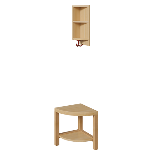 Garderoben-Außenecke, passend zu Ablage mit Tür B/T: 35x35 cm, 2teilig, gerundete Bank, mit Schuh- und Eckablage, für Garderoben ohne Stütze