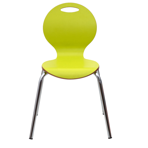 Stuhl IRON, Sitzschale farbig Gestell aus verchromtem Rundrohr, Sitzschale aus Buche-Sperrholz, Oberfläche Farbig, Sitzhöhe 46 cm