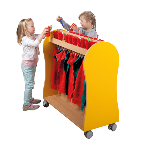 Handtuchwagen mit Ablage und Bilderleiste Handtuch- und Zahnputzwagen, H/T 92x40 cm, mit Doppelhaken für mehrere Kinder, einschließlich Doppelhaken