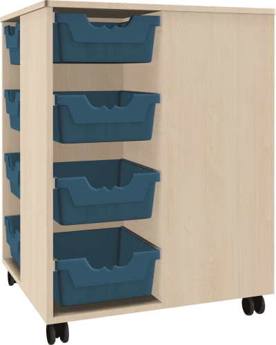 Spielinsel "A-Toll Midi", mit 16 hohen Ergo Tray Boxen C2, fahrbar B/H/T: 75x100x75 cm,  Korpusdekor und Farbe der Boxen nach Wahl