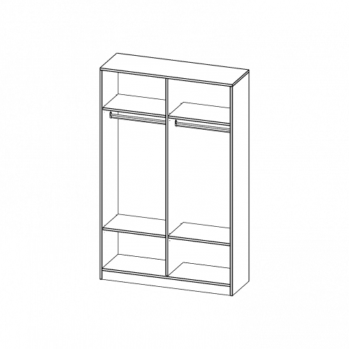 Garderobenregal,  5 Ordnerhöhen - Serie evo180 B/H/T: 120x190x40 cm, mit Mittelwand, 2 Garderobenstangen, mit Sockel (81 mm)