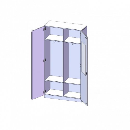 Garderobenschrank mit Spiegel und Garderobenstange, 5 Ordnerhöhen - Serie evo180 B/H/T: 100x190x40 cm, 2 Türen, abschließbar, mit Mittelwand, beide Seiten Garderobe, Sockel