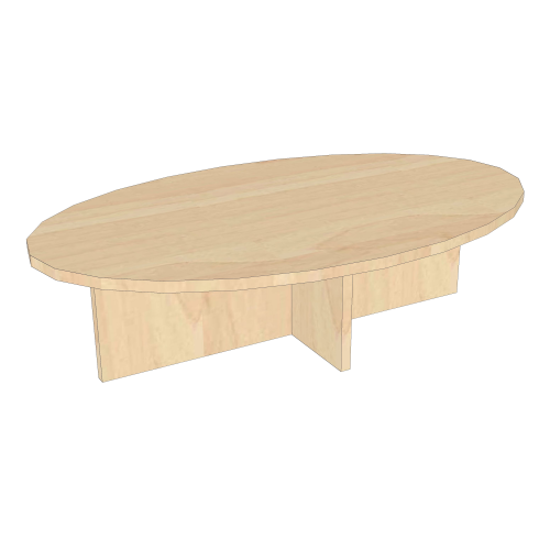 Knietisch oval mit Kreuzzarge B/H/T: ca.100x26x60 cm, Melamin-Tischplatte