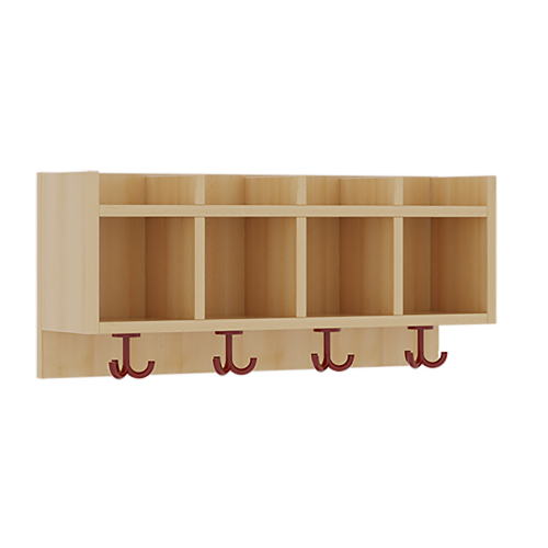 einfache Garderobenablage B/H/T: 80x34,5x20 cm, 4 Fächer, darunter 3fach-Haken, oben offene Unterteilungen