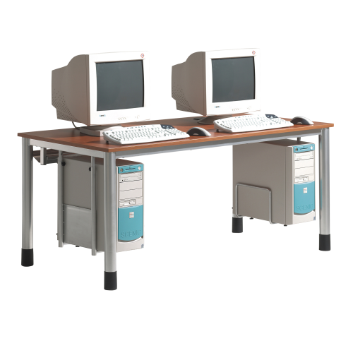 EDV-Tisch Rundrohr mit Stahlblech- Kabelkanal Breite wählbar, H/T: 72x90 cm