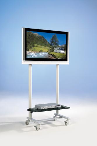 TV Wagen, TV Rack für Fernseher bis 50 Zoll mit 1 Ablage ScreenCart Serie Design 70, neigbare Halterung