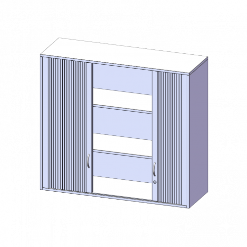 Aufsatzschrank mit Rollo, 3 Ordnerhöhen - Serie evo180 B/H/T: 120x108x40 cm, Querrolladen, abschließbar