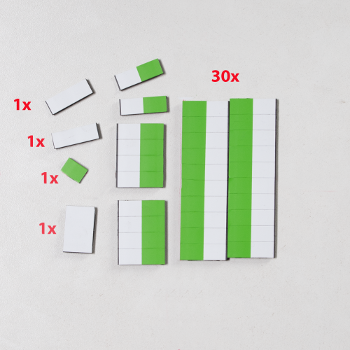 Satz Magnete - Kippmagnete für Lehrpersonen 10x30 Maße Magnet B/H/T: 10x30x3 mm, Satz bestehend aus 34 Magneten