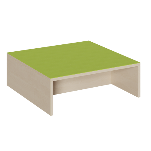 Quadrat-Podest zweiseitig offen, Linoleum-Deckplatte B/H/T: 70x24x70 cm, zwei Stirnseiten für Rollkästen offen