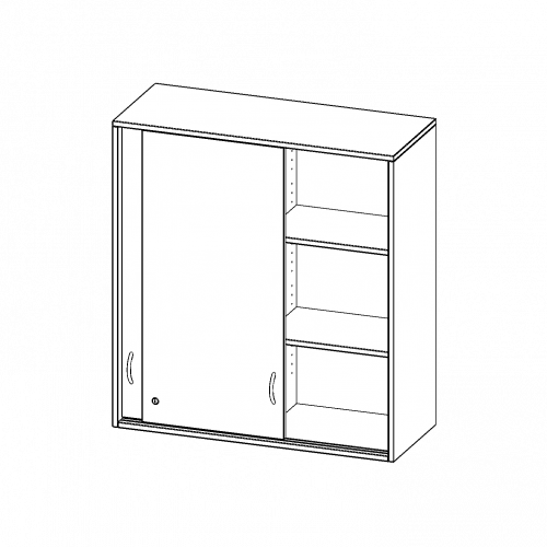 Aufsatz mit Schiebetüren, 3 Ordnerhöhen - Serie evo180 B/H/T: 100x108x40 cm, abschließbar, mit Mittelwand