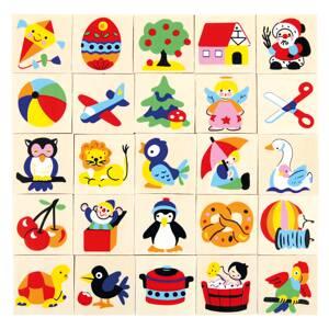 Erkennungsbildchen-Set im Satz zu 25 Stück je 4 x 4 cm, Motive als Sticker, Satz 1, Motive: von Lampions über den Ball und Waschzuber bis zum Weihnachtsmann