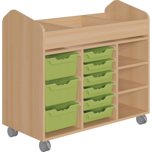 Bastelwagen "Kreativbasti 6", Kreativwagen fahrbar B/H/T: 105x94,3x50 cm mit 11 Fächern und 9 Ergo Tray Boxen