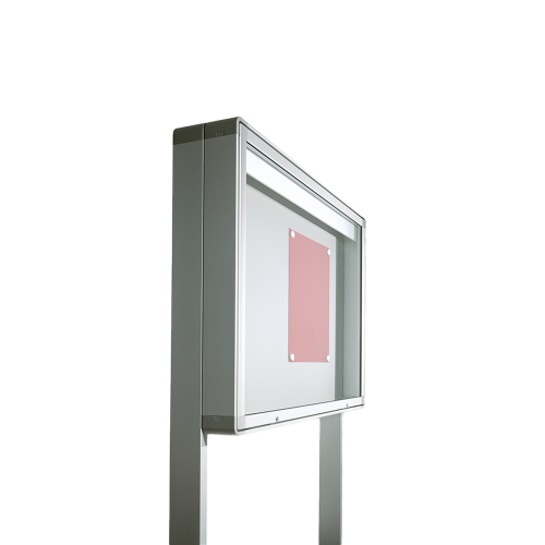 Aluvitrine Modell W8, Stahlemaille in Weiß B/H/T: 107x107x6,5 cm, Einsatzbereich Innen