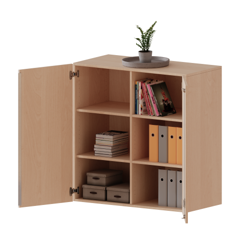 Aufsatzschrank für ErgoTray Serie, 3 Ordnerhöhe - Serie evo180 B/H/T: 104,5x108x40 cm, zwei Türen, mit Mittelwand