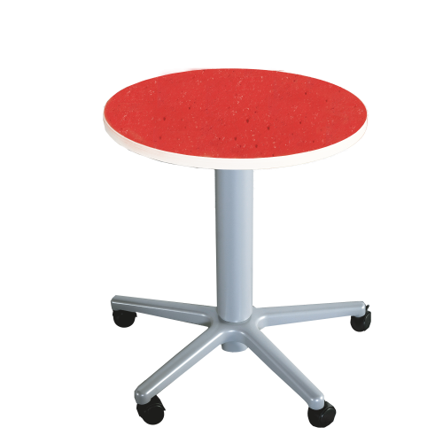 Beistelltisch mit Fußkreuz und Gasfeder, HV 72-110 cm Tischplatte mit Linoleumbelag, rund, Durchmesser: 60 cm