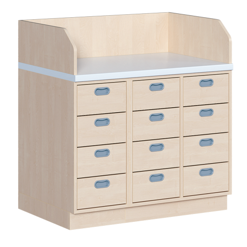 Wickelkommode, dreireihig 12 Schübe, B/H: 107x113 cm
