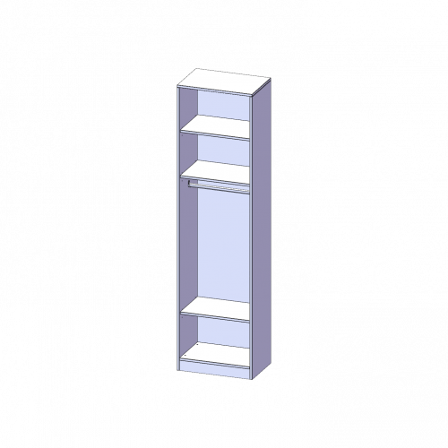 Garderobenregal,  6 Ordnerhöhen - Serie evo180 B/H/T: 60x226x40 cm, mit Garderobenstange, mit Sockel (81 mm)