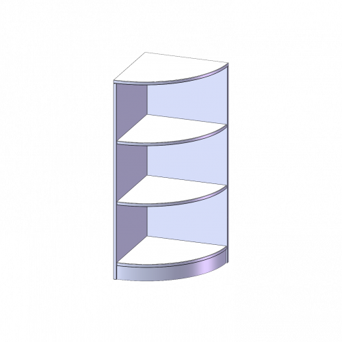 Außeneckregal, 3 Ordnerhöhen - Serie evo180 B/H/T: 40x118x40 cm, Viertelkreis, Erweiterung rechts, mit Sockel (81 mm)