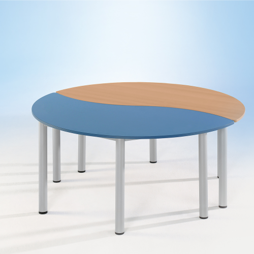 "SoooRounD" Basic II Halbrundwellentisch, höhenverstellbar, fahrbar B/H/T: 160x58-72x80 cm