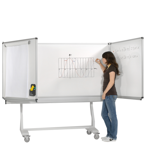 Freistehende Klapptafel aus Stahl, Whiteboard, Serie KLST in weiß feststehend oder fahrbar
