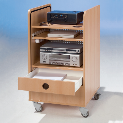 Mediacenter "Royal" mit Rollo, fahrbar B/H/T: 55x115x66 cm