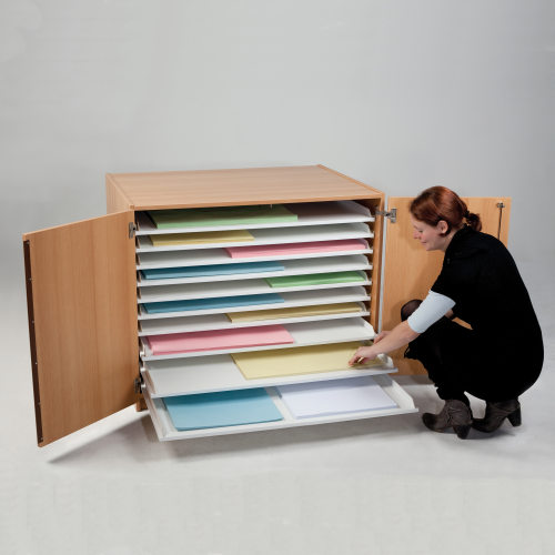 Bildertruhe mit 10 Auszugböden B/H/T: 136x90x100 cm