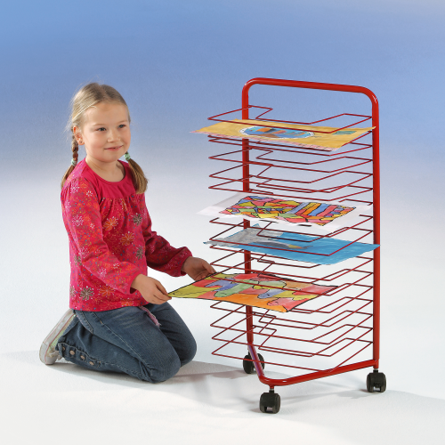 Trockenwagen fahrbar mit 17 Trockenrosten B/H/T: 40x85x30 cm in rot