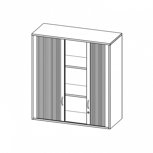 Aufsatzschrank mit Rollo, 3 Ordnerhöhen - Serie evo180 B/H/T: 100x108x40 cm, Querrolladen, abschließbar