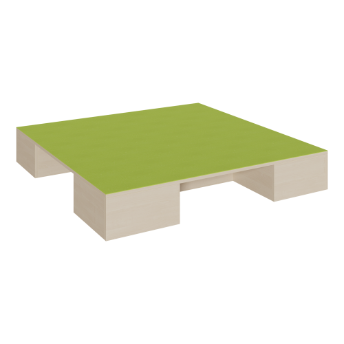 Quadrat-Podest mit Linoleum-Deckplatte und 3 Garagennischen B/H/T: 150x24x150 cm, 3 Garagennischen für Rollkästen