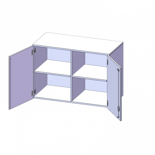 Aufsatzschrank für ErgoTray Serie, 2 Ordnerhöhe - Serie evo180 B/H/T: 138,7x72x40 cm, zwei Türen, mit Mittelwand