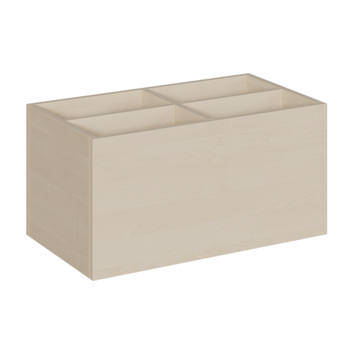 Bücher- und Baupodestkiste, zu Linoleumpodesten B/T: 70x40 cm, Höhe wählbar, 4fach-Unterteilung