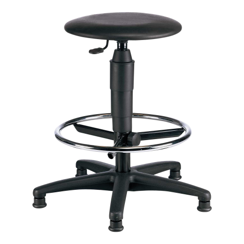 Drehhocker Natalia Ausführung: stationär, mit Stellfüßen, schwarzer Kunstlederbezug, schwarzes Kunststofffußkreuz