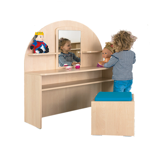 Puppen-Frisierkommode mit Spiegel und 2 Ablagen Puppen-Frisierkommode B/H/T: 100x115x36 mit Spiegel und 2 Ablagen